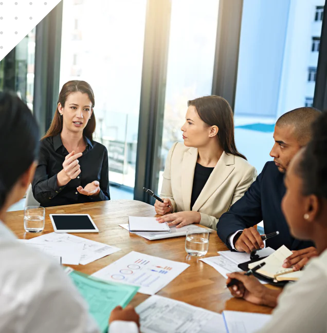 Education leaders meeting around a conference table